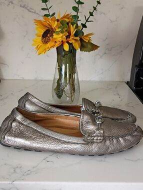 COACH Metallic Silver Loafers